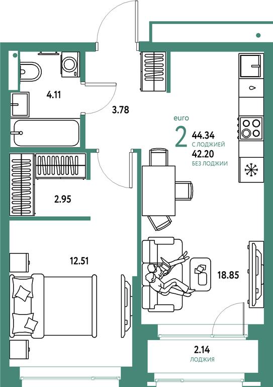 1-BD Apartment Sale, 44.34 sq. m. at Strana.Parkovaya, ulitsa Komarova, Mytischi, Moscow Region, Russia #1 1-BD Apartment Sale, 44.34 sq. m. at Strana.Parkovaya, ulitsa Komarova, Mytischi, Moscow Region, Russia #1