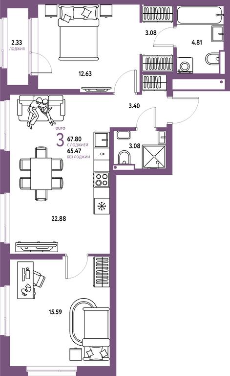 Продажа 2-комн. квартиры, 67,8 м² в ЖК «Страна.Парковая», улица Комарова, Мытищи, Московская область, Россия #1 Продажа 2-комн. квартиры, 67,8 м² в ЖК «Страна.Парковая», улица Комарова, Мытищи, Московская область, Россия #1