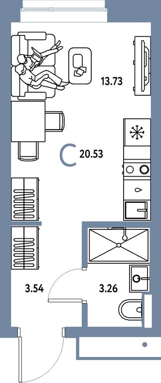 Apartment Sale, 20.53平方米 at Strana.Parkovaya, ulitsa Komarova, Mytischi, Moscow Region, Russia #1