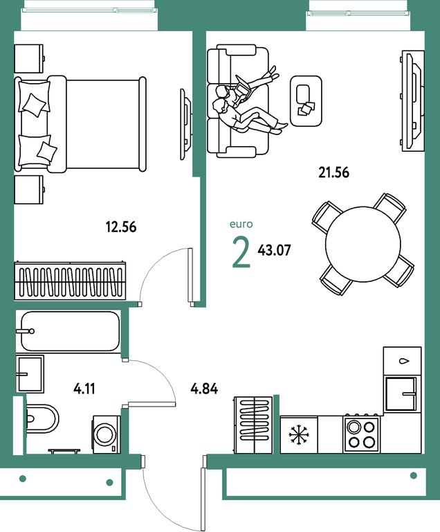 1-BD Apartment Sale, 43.07 sq. m. at Strana.Parkovaya, ulitsa Komarova, Mytischi, Moscow Region, Russia #1 1-BD Apartment Sale, 43.07 sq. m. at Strana.Parkovaya, ulitsa Komarova, Mytischi, Moscow Region, Russia #1
