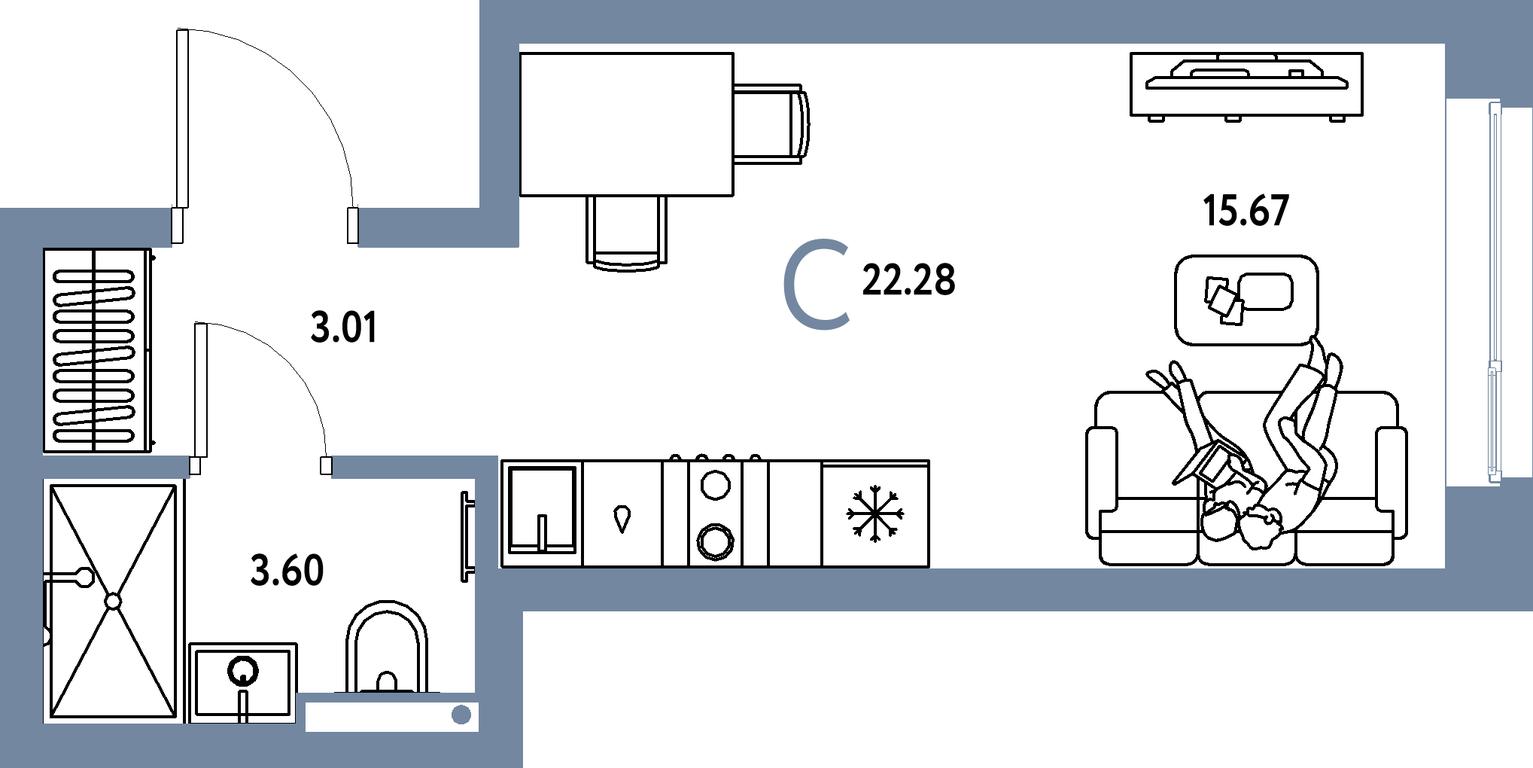 Apartment Sale, 22.28平方米 at Strana.Parkovaya, ulitsa Komarova, Mytischi, Moscow Region, Russia #1