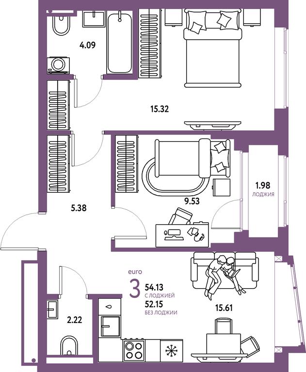 2-BD Apartment Sale, 54.13 sq. m. at Strana.Parkovaya, ulitsa Komarova, Mytischi, Moscow Region, Russia #1 2-BD Apartment Sale, 54.13 sq. m. at Strana.Parkovaya, ulitsa Komarova, Mytischi, Moscow Region, Russia #1