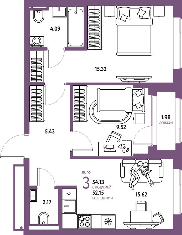 2-BD Apartment Sale, 54.13 sq. m. at Strana.Parkovaya, ulitsa Komarova, Mytischi, Moscow Region, Russia #2 2-BD Apartment Sale, 54.13 sq. m. at Strana.Parkovaya, ulitsa Komarova, Mytischi, Moscow Region, Russia #2