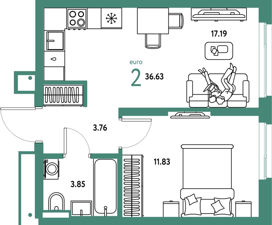 1-BD Apartment Sale, 36.63 sq. m. at Strana.Parkovaya, ulitsa Komarova, Mytischi, Moscow Region, Russia #1 1-BD Apartment Sale, 36.63 sq. m. at Strana.Parkovaya, ulitsa Komarova, Mytischi, Moscow Region, Russia #1