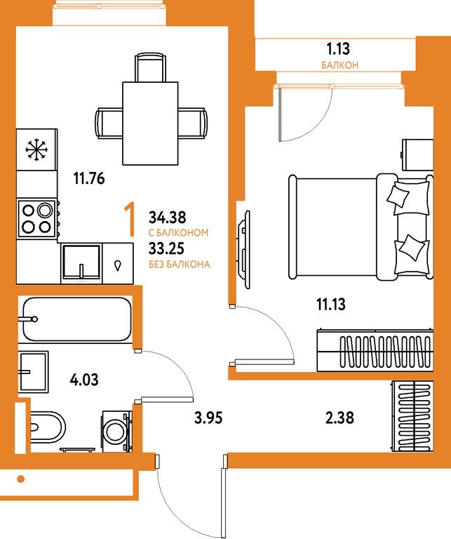 1-BD Apartment Sale, 34.38平方米 at Strana.Parkovaya, ulitsa Komarova, Mytischi, Moscow Region, Russia #1 1-BD Apartment Sale, 34.38平方米 at Strana.Parkovaya, ulitsa Komarova, Mytischi, Moscow Region, Russia #1