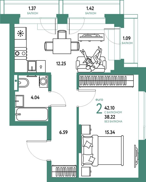 1-BD Apartment Sale, 42.1 sq. m. at Strana.Parkovaya, ulitsa Komarova, Mytischi, Moscow Region, Russia #1 1-BD Apartment Sale, 42.1 sq. m. at Strana.Parkovaya, ulitsa Komarova, Mytischi, Moscow Region, Russia #1
