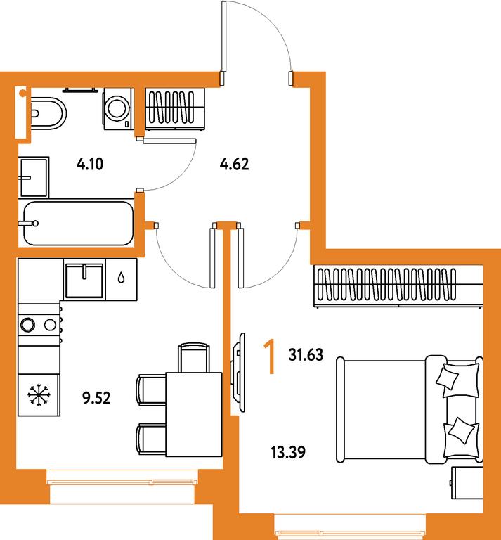 1-BD Apartment Sale, 31.63平方米 at Strana.Parkovaya, ulitsa Komarova, Mytischi, Moscow Region, Russia #2 1-BD Apartment Sale, 31.63平方米 at Strana.Parkovaya, ulitsa Komarova, Mytischi, Moscow Region, Russia #2