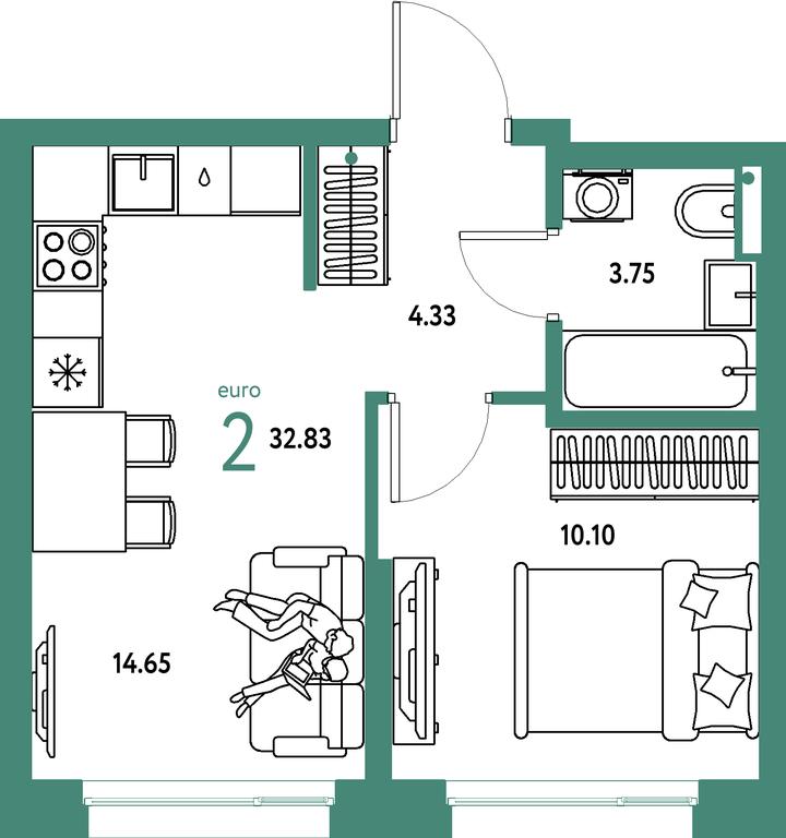 1-BD Apartment Sale, 32.83 sq. m. at Strana.Parkovaya, ulitsa Komarova, Mytischi, Moscow Region, Russia #1 1-BD Apartment Sale, 32.83 sq. m. at Strana.Parkovaya, ulitsa Komarova, Mytischi, Moscow Region, Russia #1