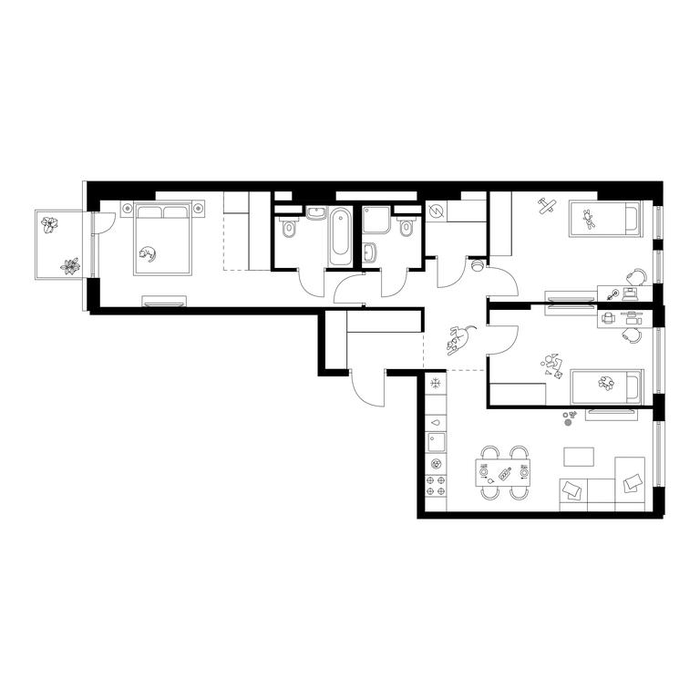 3-BD Apartment Sale, 80.8 sq. m. at Moskvoreche, Kotlyakovskaya Street, Moscow, Russia #1