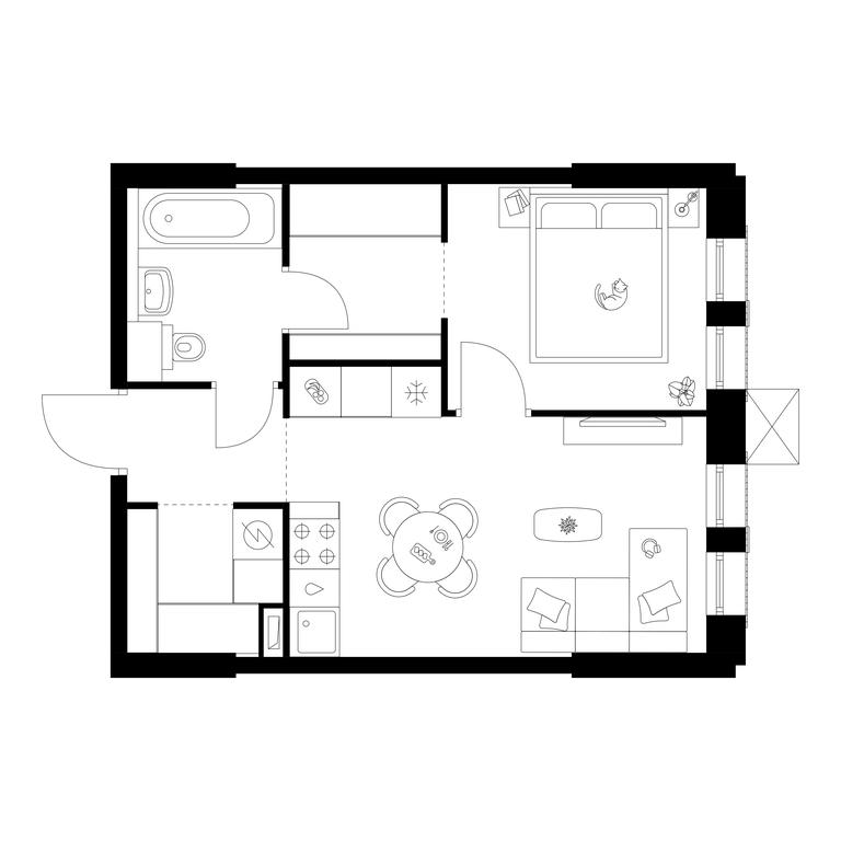 1-BD Apartment Sale, 36.9 sq. m. at Moskvoreche, Kotlyakovskaya Street, Moscow, Russia #1