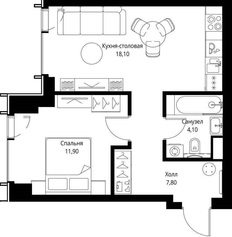 1-BD Apartment Sale, 41.9 sq. m. at VEER, Vereyskaya Street, Moscow, Russia #1