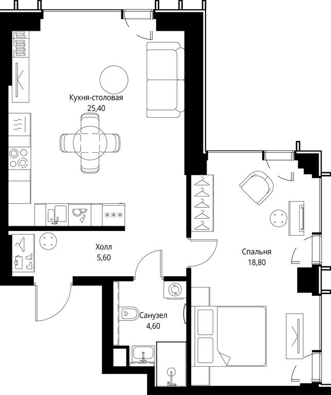 1-BD Apartment Sale, 54.4 sq. m. at VEER, Vereyskaya Street, Moscow, Russia #1 1-BD Apartment Sale, 54.4 sq. m. at VEER, Vereyskaya Street, Moscow, Russia #1