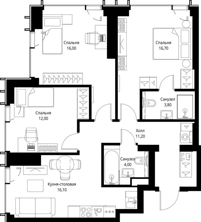 3-BD Apartment Sale, 79.8 sq. m. at VEER, Vereyskaya Street, Moscow, Russia #1 3-BD Apartment Sale, 79.8 sq. m. at VEER, Vereyskaya Street, Moscow, Russia #1