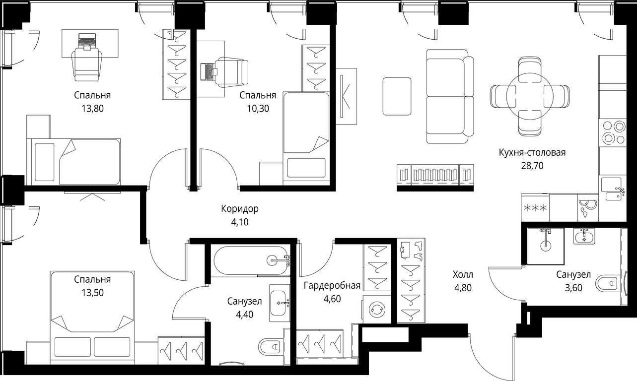 3-BD Apartment Sale, 87.8 sq. m. at VEER, Vereyskaya Street, Moscow, Russia #1 3-BD Apartment Sale, 87.8 sq. m. at VEER, Vereyskaya Street, Moscow, Russia #1