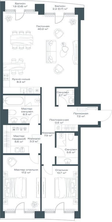 1-BD Apartment Sale, 122平方米 at Opus, Derbenevskaya Street, 1с1, Moscow, Russia #1