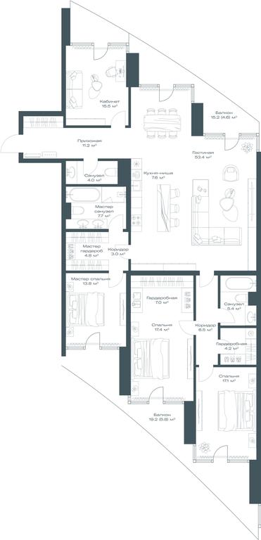 3-BD Apartment Sale, 189平方米 at Opus, Derbenevskaya Street, 1с1, Moscow, Russia #1
