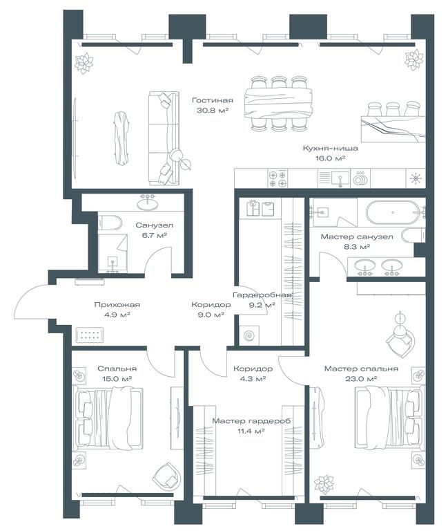 1-BD Apartment Sale, 138.6平方米 at Opus, Derbenevskaya Street, 1с1, Moscow, Russia #1
