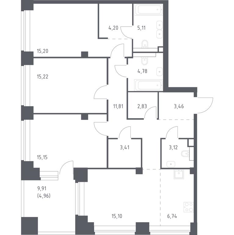 2-BD Apartment Sale, 111.09 sq. m. at Nova, Bratyev Fonchenko Street, вл21, Moscow, Russia #1 2-BD Apartment Sale, 111.09 sq. m. at Nova, Bratyev Fonchenko Street, вл21, Moscow, Russia #1