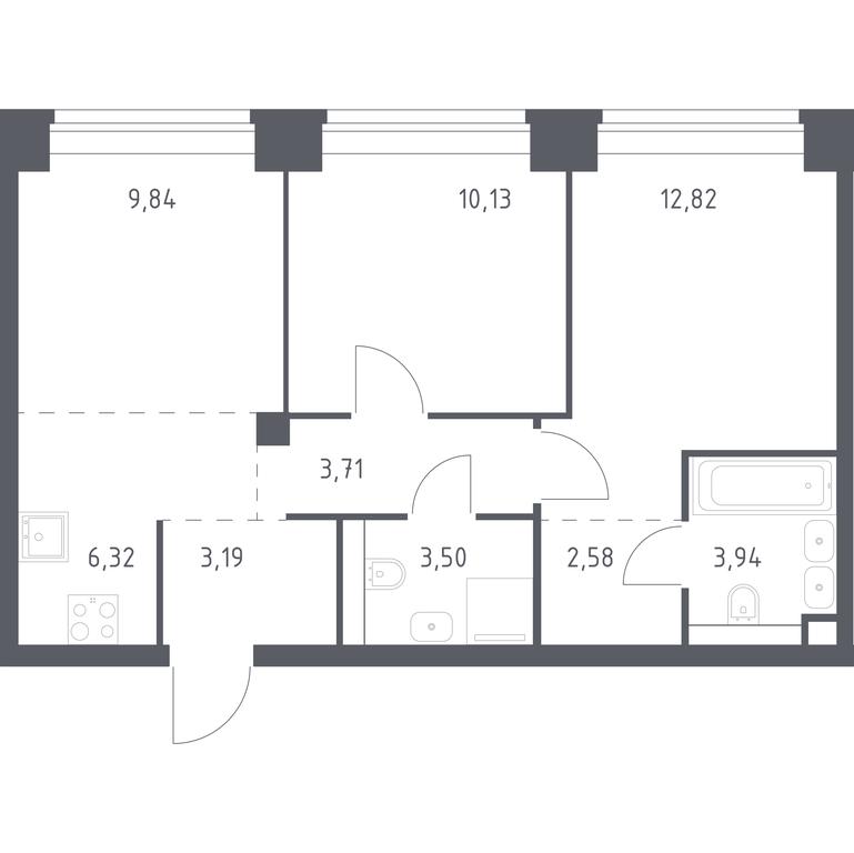 1-BD Apartment Sale, 56.03平方米 at Nova, Bratyev Fonchenko Street, вл21, Moscow, Russia #1 1-BD Apartment Sale, 56.03平方米 at Nova, Bratyev Fonchenko Street, вл21, Moscow, Russia #1