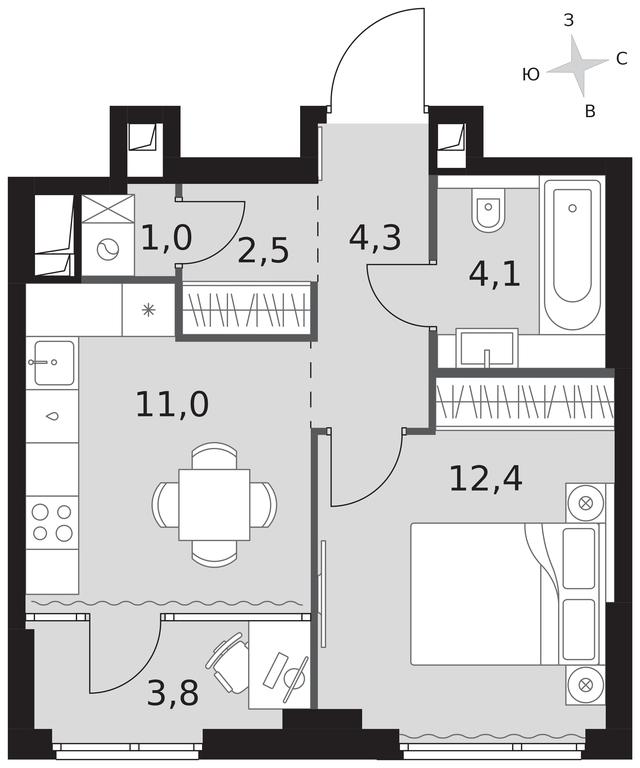 1-BD Apartment Sale, 39.1平方米 at Sydney City, Shenogina Street, 2, Moscow, Russia #1 1-BD Apartment Sale, 39.1平方米 at Sydney City, Shenogina Street, 2, Moscow, Russia #1