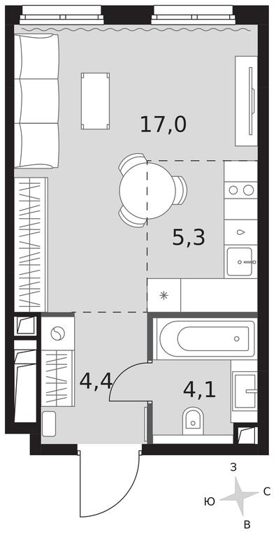 Apartment Sale, 30.8平方米 at Sydney City, Shenogina Street, 2, Moscow, Russia #1