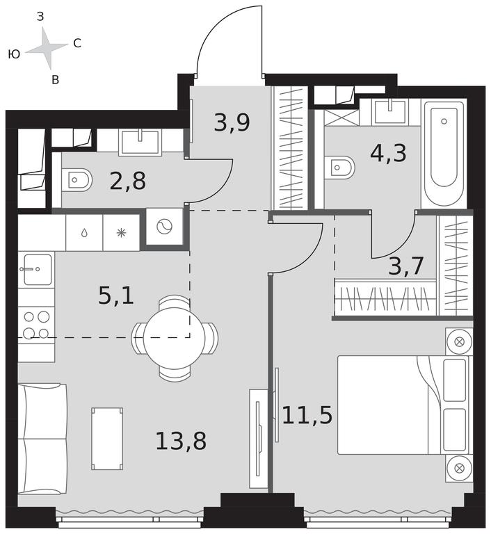 2-BD Apartment Sale, 45.1平方米 at Sydney City, Shenogina Street, 2, Moscow, Russia #1 2-BD Apartment Sale, 45.1平方米 at Sydney City, Shenogina Street, 2, Moscow, Russia #1