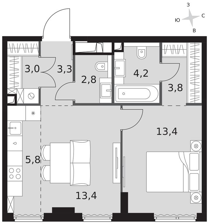 2-BD Apartment Sale, 49.7平方米 at Sydney City, Shenogina Street, 2, Moscow, Russia #1 2-BD Apartment Sale, 49.7平方米 at Sydney City, Shenogina Street, 2, Moscow, Russia #1