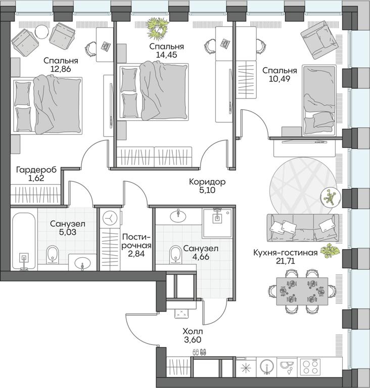2-BD Apartment Sale, 67.62 sq. m. at Dom na naberezhnoy INSIDER (Insayder), Avtozavodskaya Street, Moscow, Russia #1