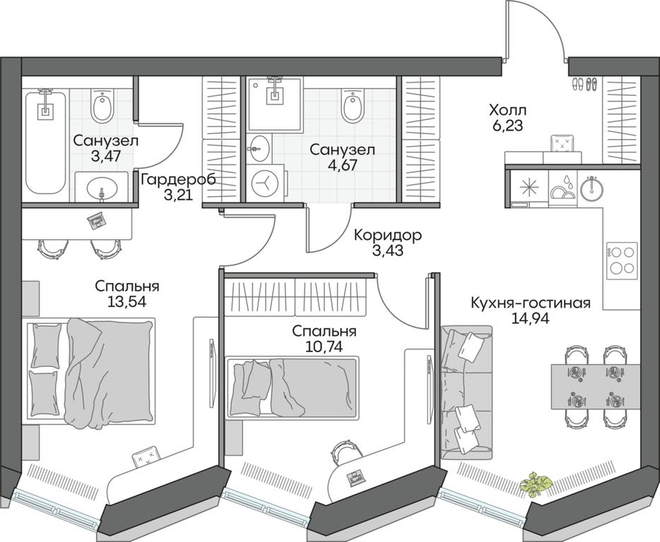 2-BD Apartment Sale, 69.31 sq. m. at Dom na naberezhnoy INSIDER (Insayder), Avtozavodskaya Street, Moscow, Russia #1 2-BD Apartment Sale, 69.31 sq. m. at Dom na naberezhnoy INSIDER (Insayder), Avtozavodskaya Street, Moscow, Russia #1