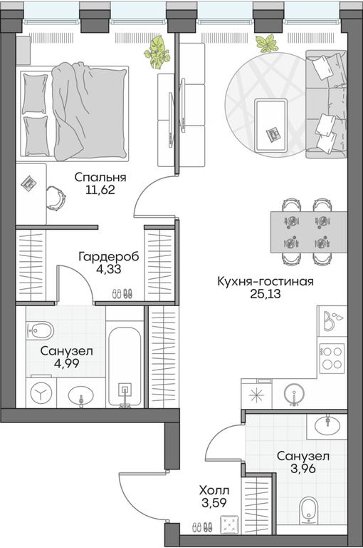 3-BD Apartment Sale, 89.46平方米 at Dom na naberezhnoy INSIDER (Insayder), Avtozavodskaya Street, Moscow, Russia #1