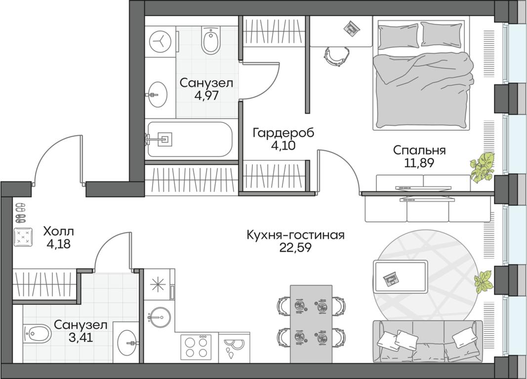 1-BD Apartment Sale, 36.61平方米 at Dom na naberezhnoy INSIDER (Insayder), Avtozavodskaya Street, Moscow, Russia #1