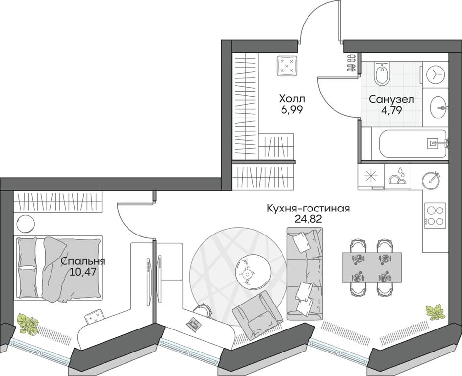 1-BD Apartment Sale, 38.17 sq. m. at Dom na naberezhnoy INSIDER (Insayder), Avtozavodskaya Street, Moscow, Russia #1