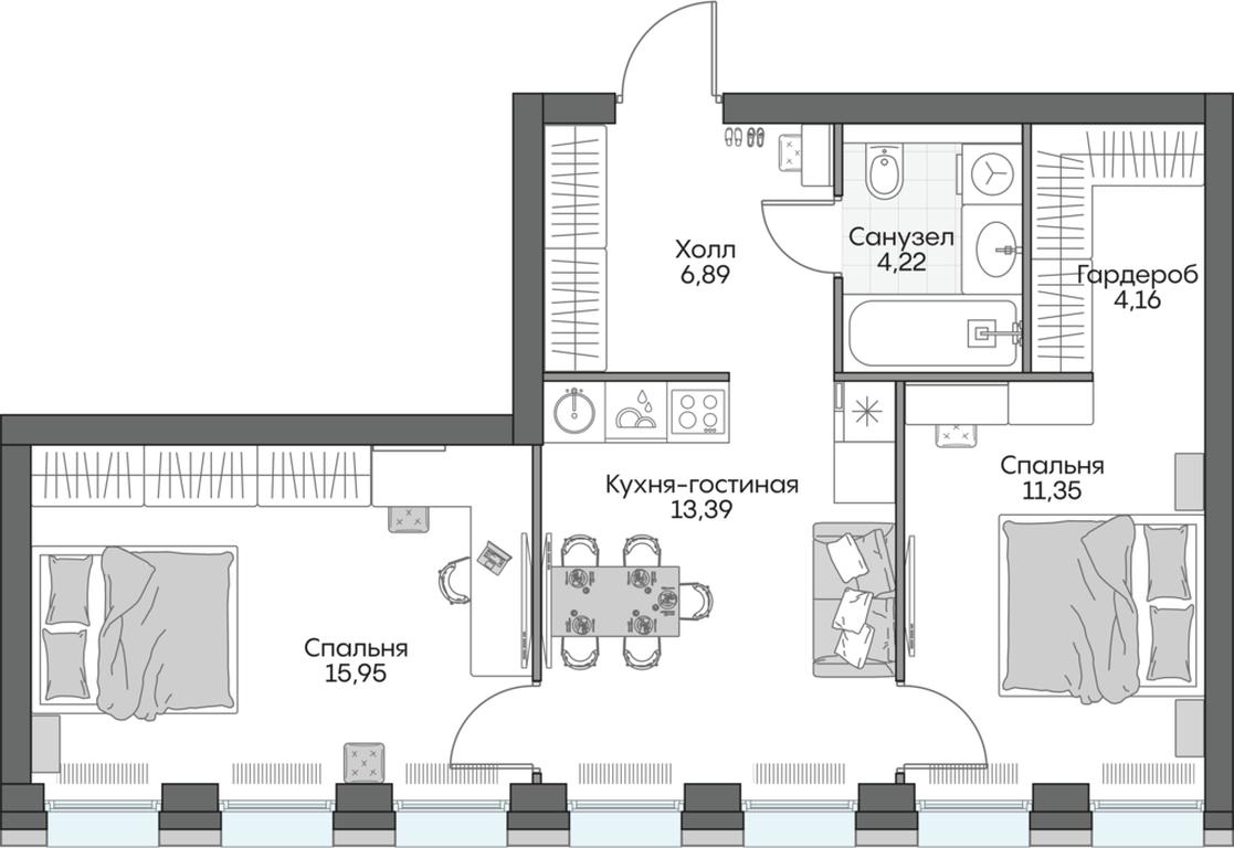 2-BD Apartment Sale, 75.15平方米 at Dom na naberezhnoy INSIDER (Insayder), Avtozavodskaya Street, Moscow, Russia #1