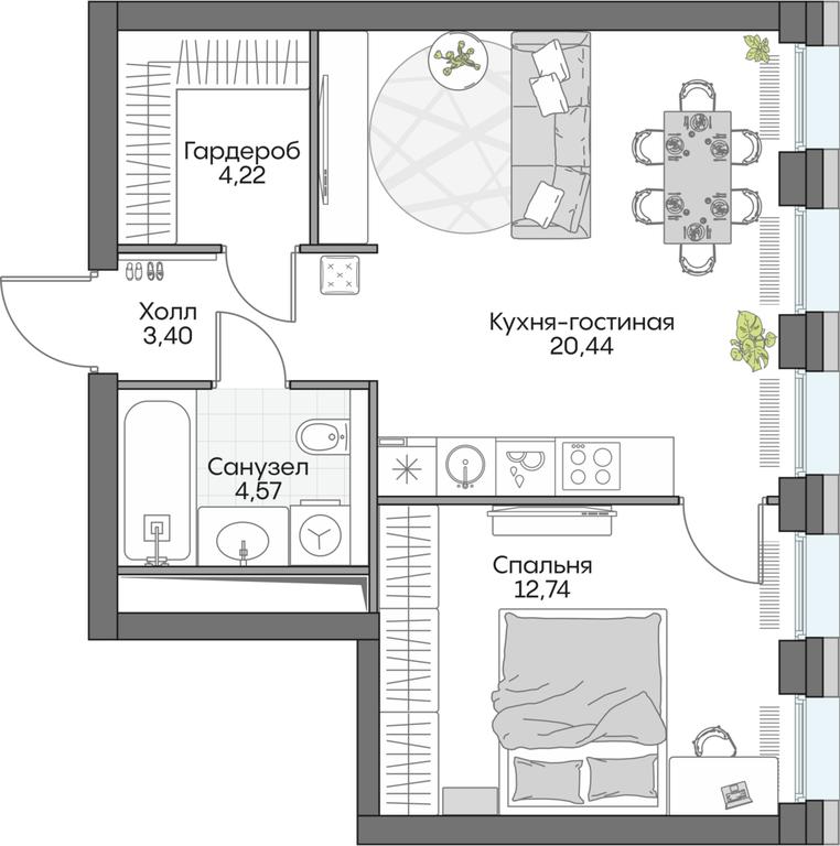 1-BD Apartment Sale, 47.15 sq. m. at Dom na naberezhnoy INSIDER (Insayder), Avtozavodskaya Street, Moscow, Russia #1 1-BD Apartment Sale, 47.15 sq. m. at Dom na naberezhnoy INSIDER (Insayder), Avtozavodskaya Street, Moscow, Russia #1