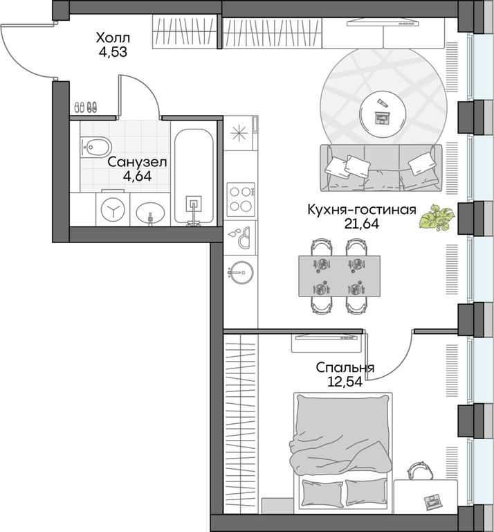 1-BD Apartment Sale, 38.23 sq. m. at Dom na naberezhnoy INSIDER (Insayder), Avtozavodskaya Street, Moscow, Russia #1