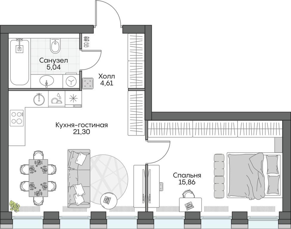 2-BD Apartment Sale, 60.52 sq. m. at Dom na naberezhnoy INSIDER (Insayder), Avtozavodskaya Street, Moscow, Russia #1