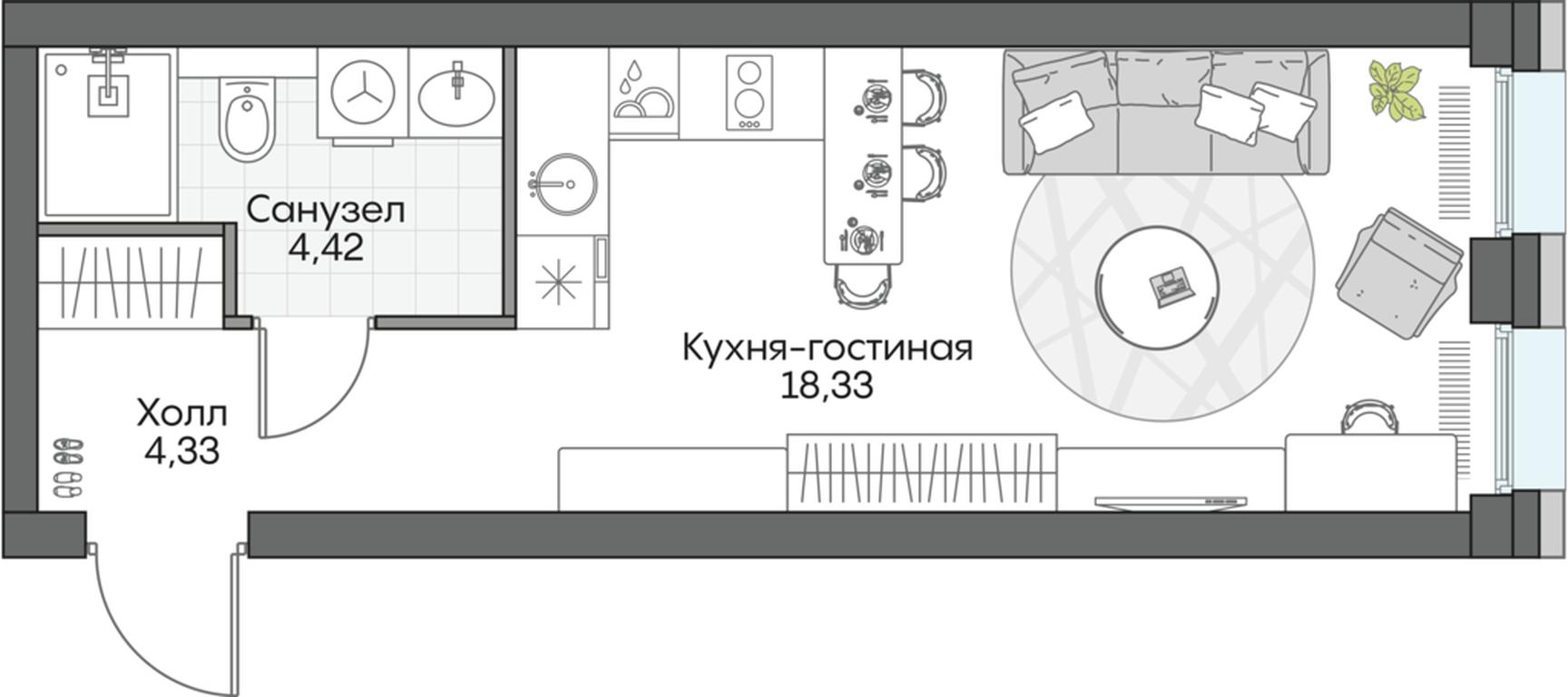 1-BD Apartment Sale, 38.23 sq. m. at Dom na naberezhnoy INSIDER (Insayder), Avtozavodskaya Street, Moscow, Russia #1