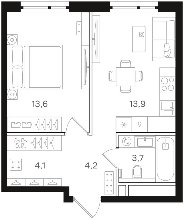 1-BD Apartment Sale, 39.5 sq. m. at Mangazeya na Rechnom, Leningradskoye Highway, Moscow, Russia #1