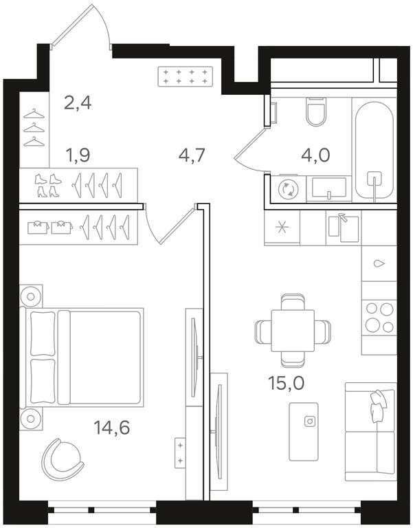 1-BD Apartment Sale, 42.6平方米 at Mangazeya na Rechnom, Leningradskoye Highway, Moscow, Russia #2 1-BD Apartment Sale, 42.6平方米 at Mangazeya na Rechnom, Leningradskoye Highway, Moscow, Russia #2
