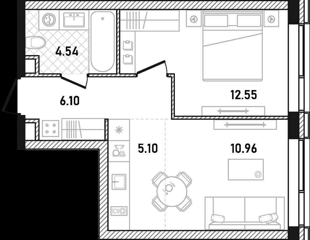1-BD Apartment Sale, 39.25平方米 at Republic, Presnensky Val Street, 27с1, Moscow, Russia #1 1-BD Apartment Sale, 39.25平方米 at Republic, Presnensky Val Street, 27с1, Moscow, Russia #1