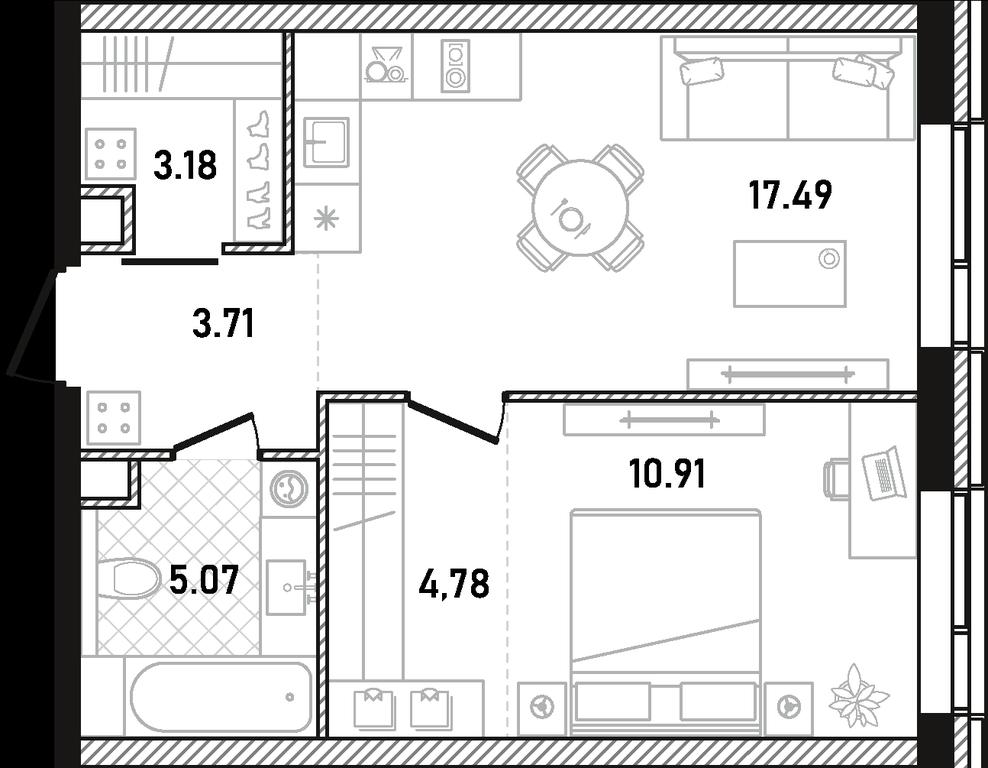 1-BD Apartment Sale, 45.14平方米 at Republic, Presnensky Val Street, 27с1, Moscow, Russia #1 1-BD Apartment Sale, 45.14平方米 at Republic, Presnensky Val Street, 27с1, Moscow, Russia #1