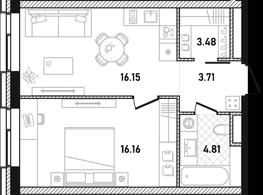 1-BD Apartment Sale, 44.31 sq. m. at Republic, Presnensky Val Street, 27с1, Moscow, Russia #1