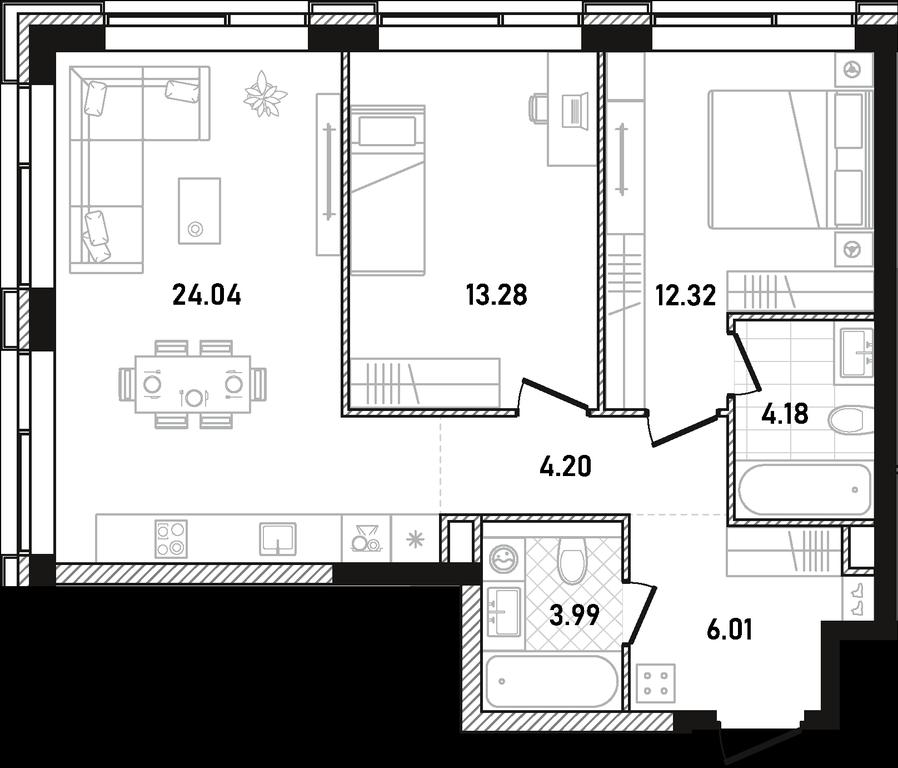 2-BD Apartment Sale, 68.02 sq. m. at Republic, Presnensky Val Street, 27с1, Moscow, Russia #1 2-BD Apartment Sale, 68.02 sq. m. at Republic, Presnensky Val Street, 27с1, Moscow, Russia #1