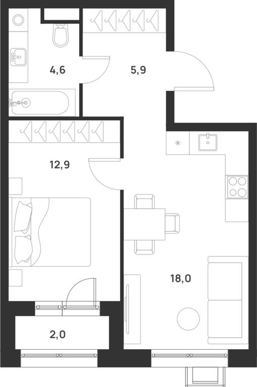 1-BD Apartment Sale, 42.4 sq. m. at Газопровод, Sosenskoye Settlement, Moscow, Russia #1 1-BD Apartment Sale, 42.4 sq. m. at Газопровод, Sosenskoye Settlement, Moscow, Russia #1