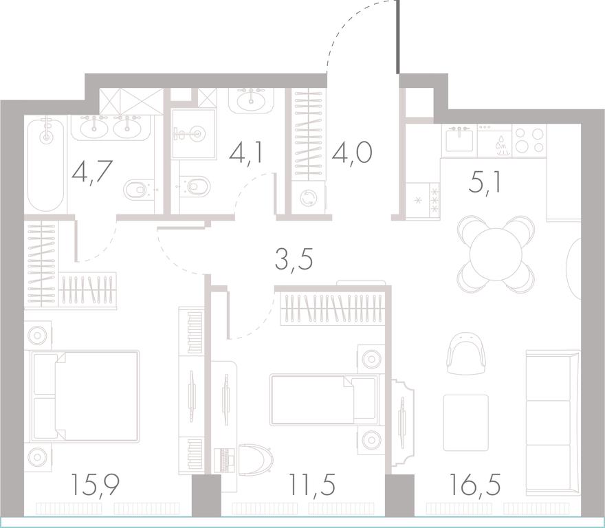 2-BD Apartment Sale, 64.8平方米 at River Park Towers, Kutuzovsky Drive, 16с1, Moscow, Russia #1 2-BD Apartment Sale, 64.8平方米 at River Park Towers, Kutuzovsky Drive, 16с1, Moscow, Russia #1
