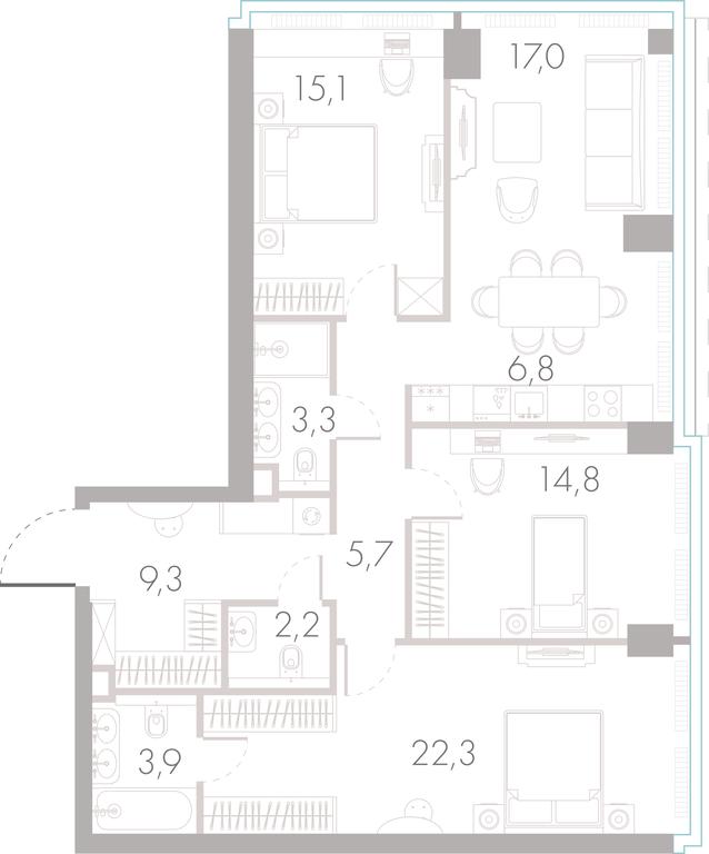 3-BD Apartment Sale, 99.9 sq. m. at River Park Towers, Kutuzovsky Drive, 16с1, Moscow, Russia #1 3-BD Apartment Sale, 99.9 sq. m. at River Park Towers, Kutuzovsky Drive, 16с1, Moscow, Russia #1