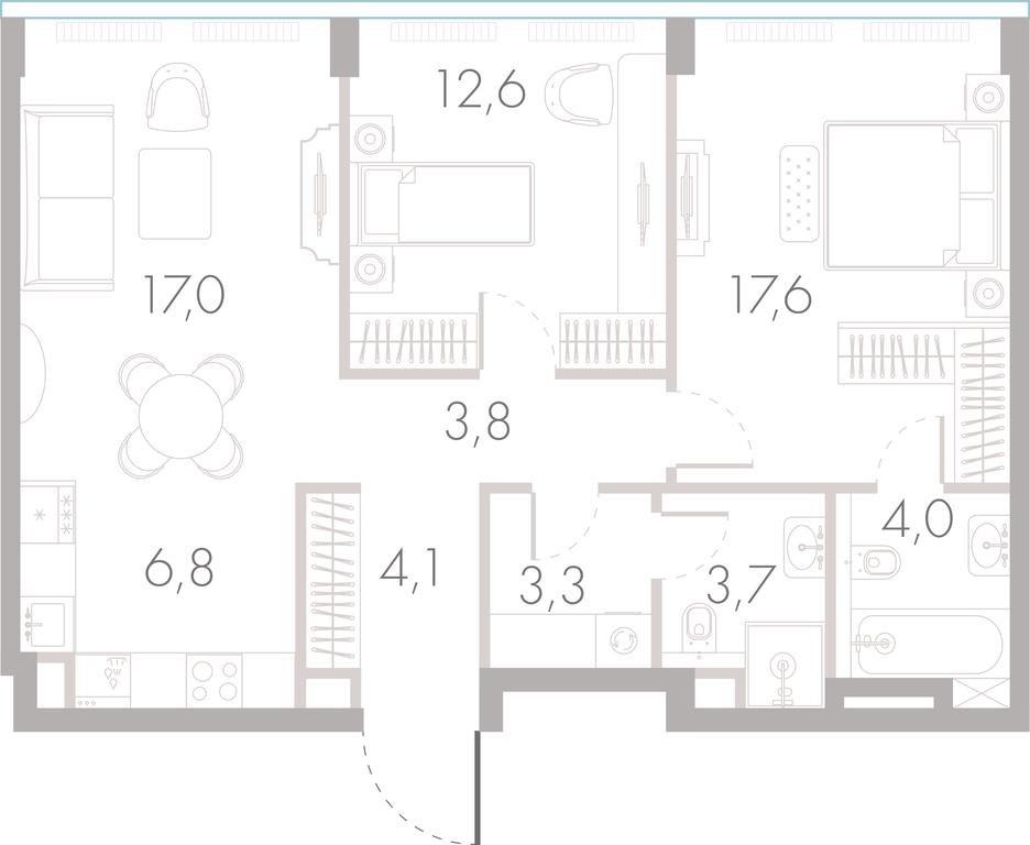 2-BD Apartment Sale, 72.7 sq. m. at River Park Towers, Kutuzovsky Drive, 16с1, Moscow, Russia #1