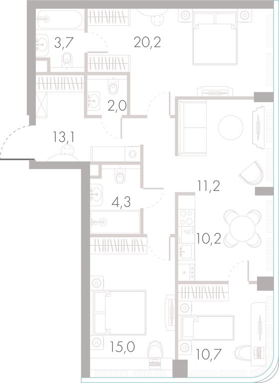 3-BD Apartment Sale, 90.1平方米 at River Park Towers, Kutuzovsky Drive, 16с1, Moscow, Russia #1 3-BD Apartment Sale, 90.1平方米 at River Park Towers, Kutuzovsky Drive, 16с1, Moscow, Russia #1