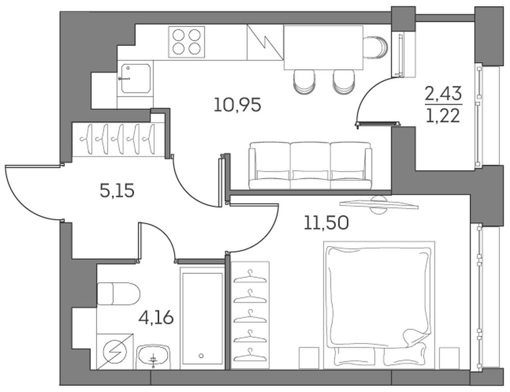Apartment Sale, 32.98平方米 at Akvilon Beside 2 0, Ryazansky Avenue, Moscow, Russia #1