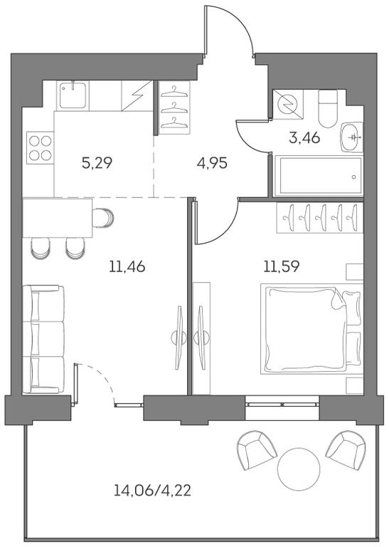 Apartment Sale, 40.97平方米 at Akvilon Beside 2 0, Ryazansky Avenue, Moscow, Russia #1